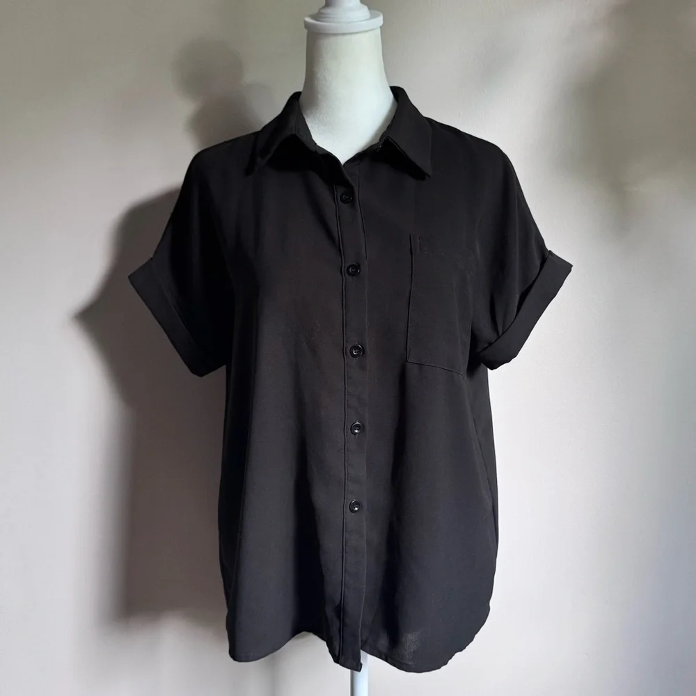 SHEIN Lune Classic‎ Black Button-Up Women's Blouse size Small - Picture 4 of 6